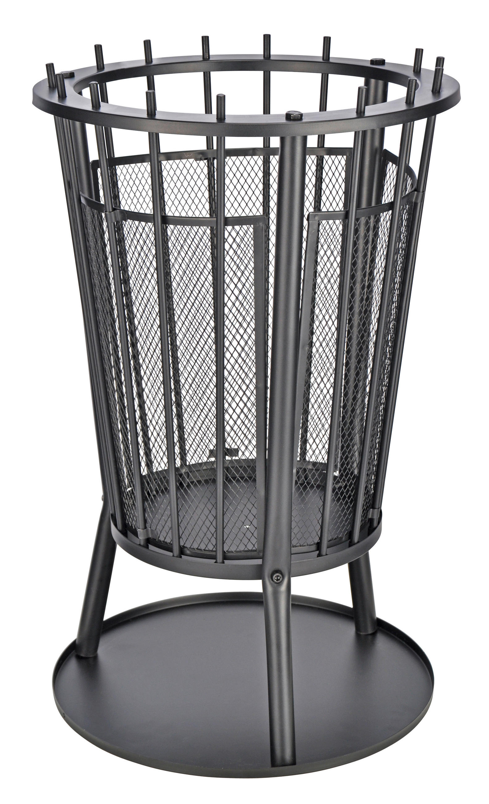 Feuerkorb DxH 40x61 cm mit Funkenschutz Schwarz