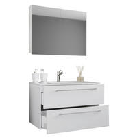 BADEZIMMER 3-teilig  in 80 cm  - Alufarben/Weiß, MODERN, Keramik/Holzwerkstoff (80cm) - MID.YOU