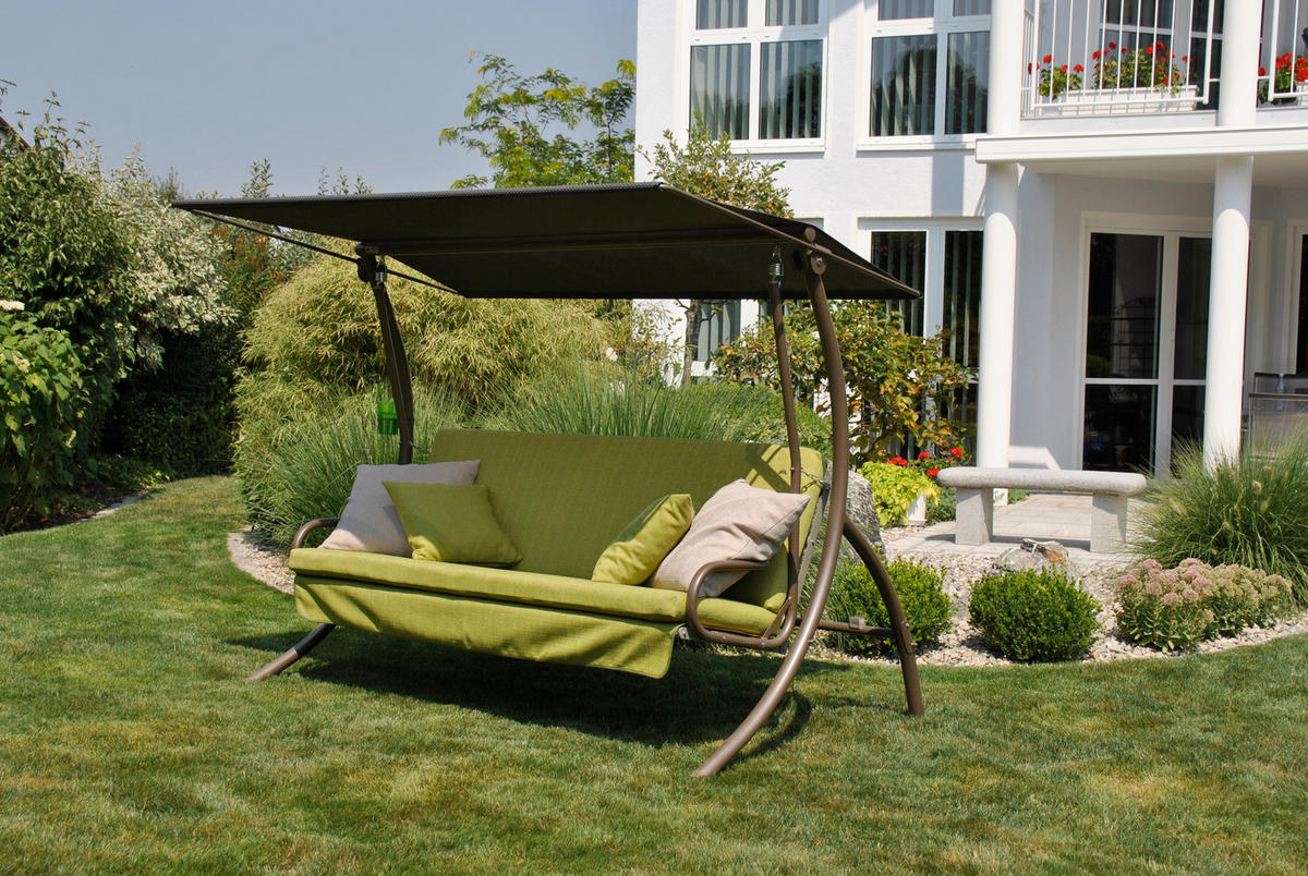 HOLLYWOODSCHAUKEL 210/160/145 cm Hellgrau, Limette  - Dunkelgrau/Anthrazit, Basics, Kunststoff/Textil (210/160/145cm) - Boxxx