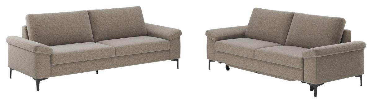 3-SITZER-SOFA Flachgewebe Taupe  - Taupe/Schwarz, Design, Holzwerkstoff/Textil (226/89/97cm) - Pure Home Lifestyle