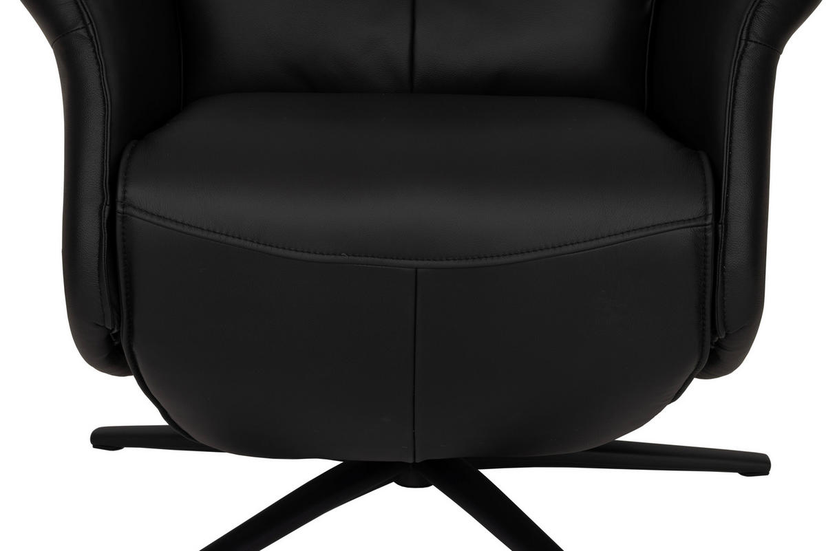 RELAXSESSEL Lederlook Echtleder    - Schwarz, Design, Leder/Holz (79/110/83cm) - Livetastic
