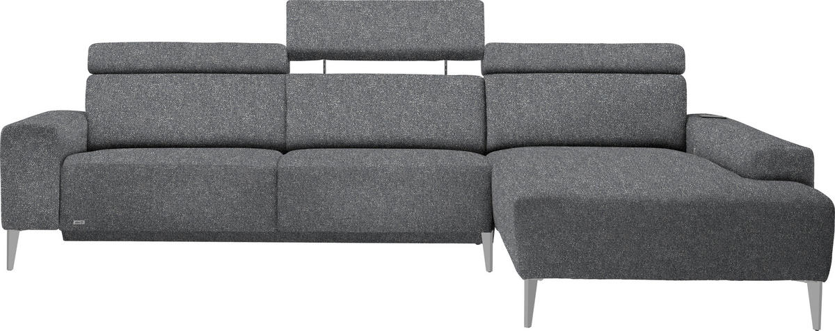 ECKSOFA  in Mikrovelours Grau  288/205 cm  - Alufarben/Grau, Design, Textil (288/205cm) - Sedda