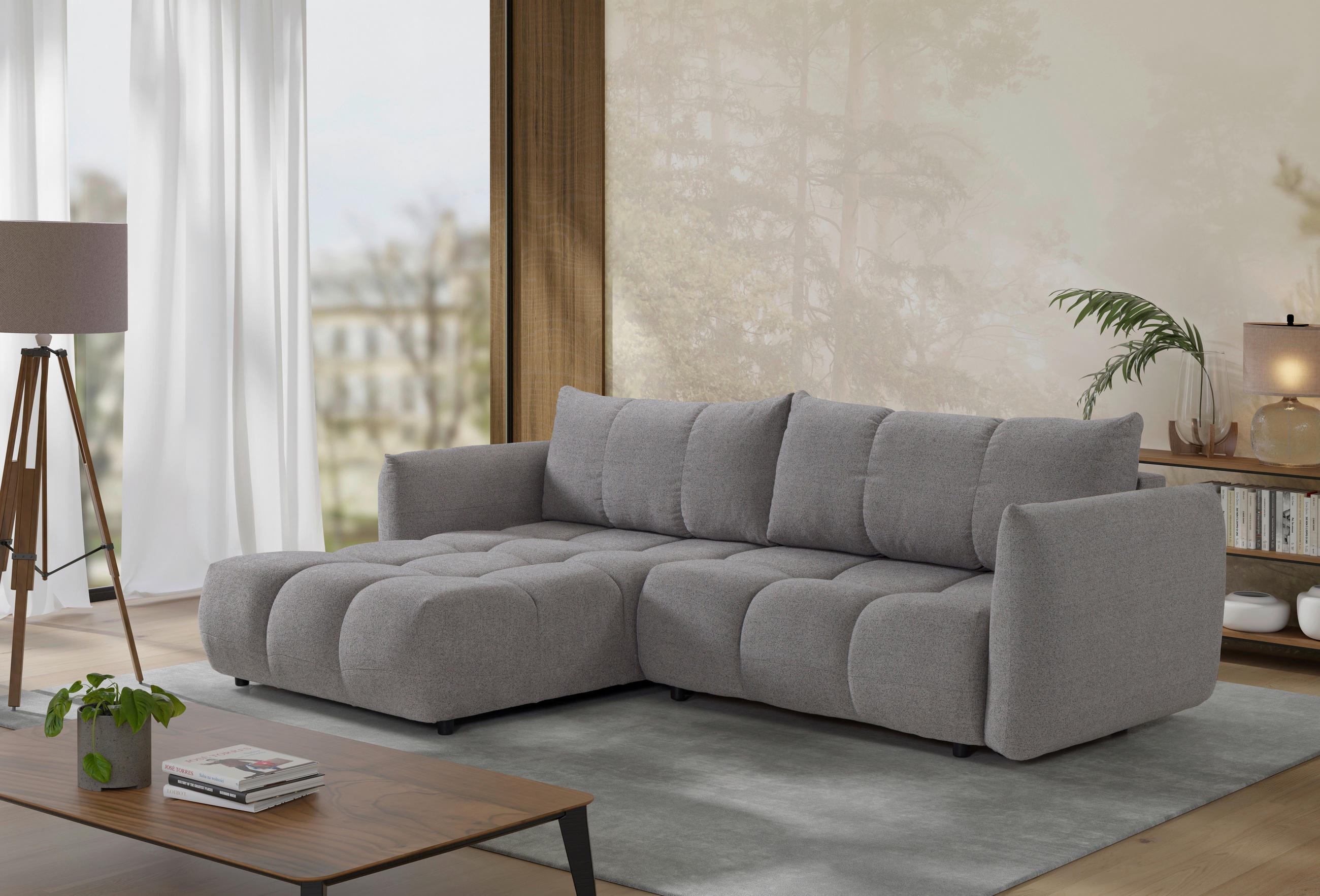 Livetastic ROHOVÁ ROZKLÁDACÍ POHOVKA, plast, textil, kompozitní dřevo, šedá