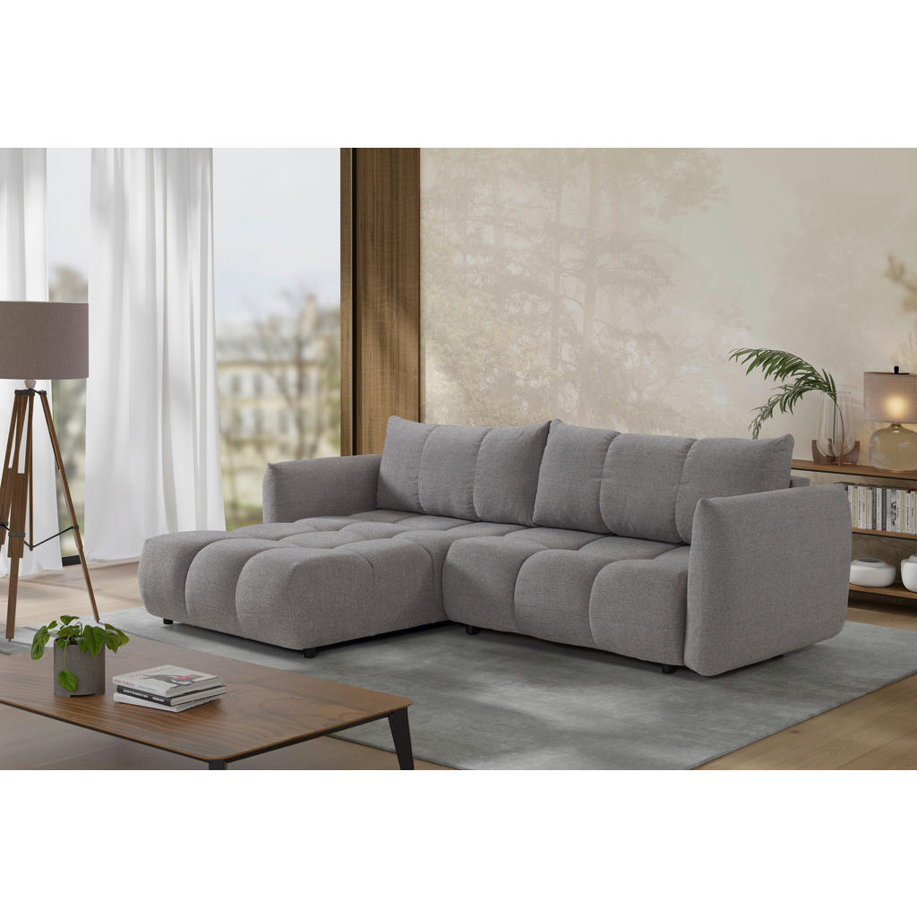 Livetastic ROZKLADACIA ROHOVÁ SEDAČKA, kompozitné drevo, textil, plast, sivá