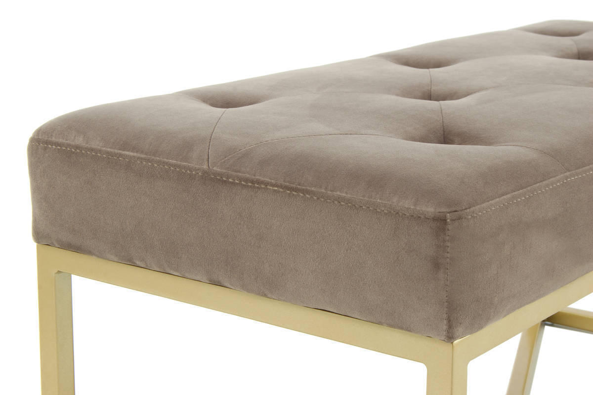 HOCKERBANK in Metall, Kunststoff, Textil, Holzwerkstoff Taupe, Goldfarben  - Taupe/Goldfarben, Basics, Holzwerkstoff/Kunststoff (90/40/40cm) - Kayoom
