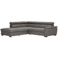 ECKSOFA in Lederlook Grau  230/263 cm  - Schwarz/Grau, Design, Kunststoff/Textil (230/263cm) - Hom`in