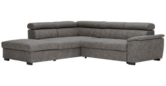 ECKSOFA in Lederlook Grau  230/263 cm  - Schwarz/Grau, Design, Kunststoff/Textil (230/263cm) - Hom`in