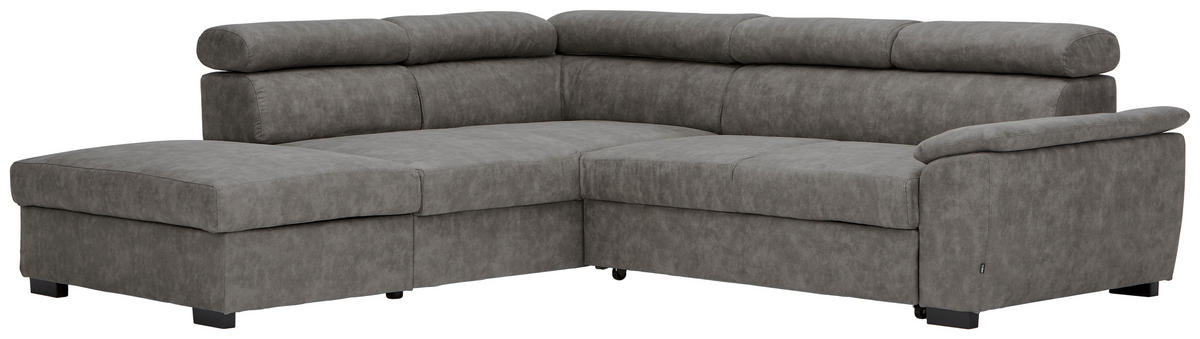 ECKSOFA in Lederlook Grau  230/263 cm  - Schwarz/Grau, Design, Kunststoff/Textil (230/263cm) - Hom`in