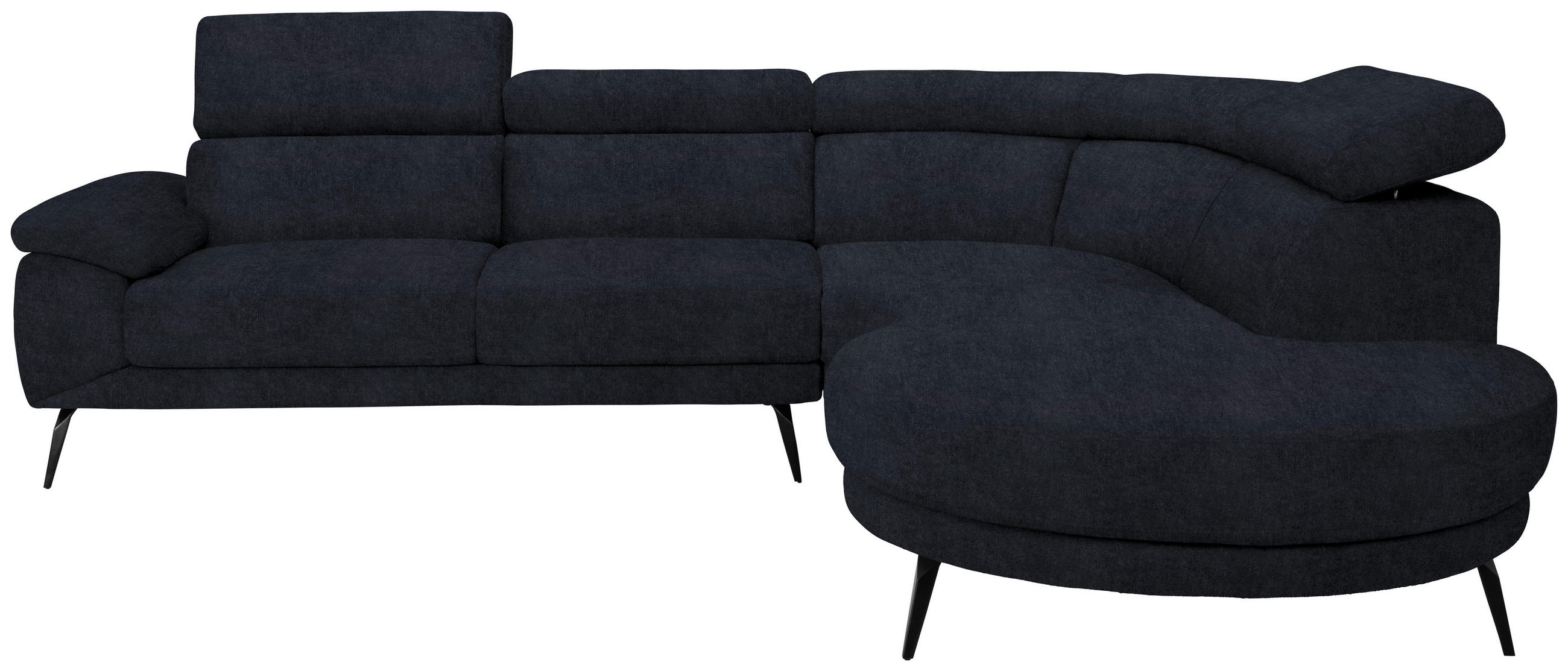 ECKSOFA Dunkelgrau Velours  - Dunkelgrau/Schwarz, Design, Textil/Metall (299/264cm) - Novel