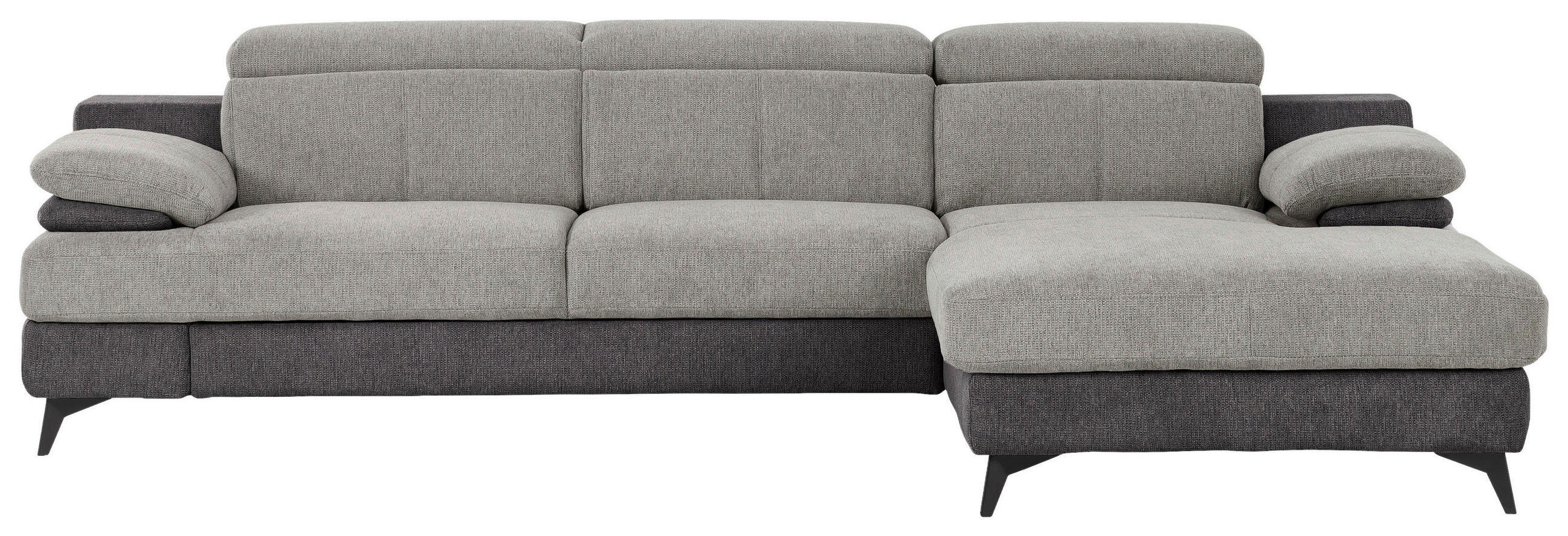ECKSOFA in Chenille Hellgrau, Dunkelgrau  - Dunkelgrau/Hellgrau, Design, Textil/Metall (291/80-98/178cm) - Livetastic