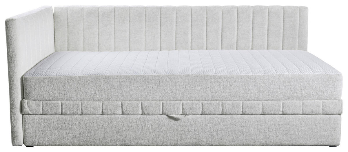 SCHLAFSOFA ROMA  mit Bettkasten erhältlich, Bettfunktion erhältlich Struktur Creme  - Creme/Schwarz, Design, Holz/Textil (212/83/99cm) - MID.YOU