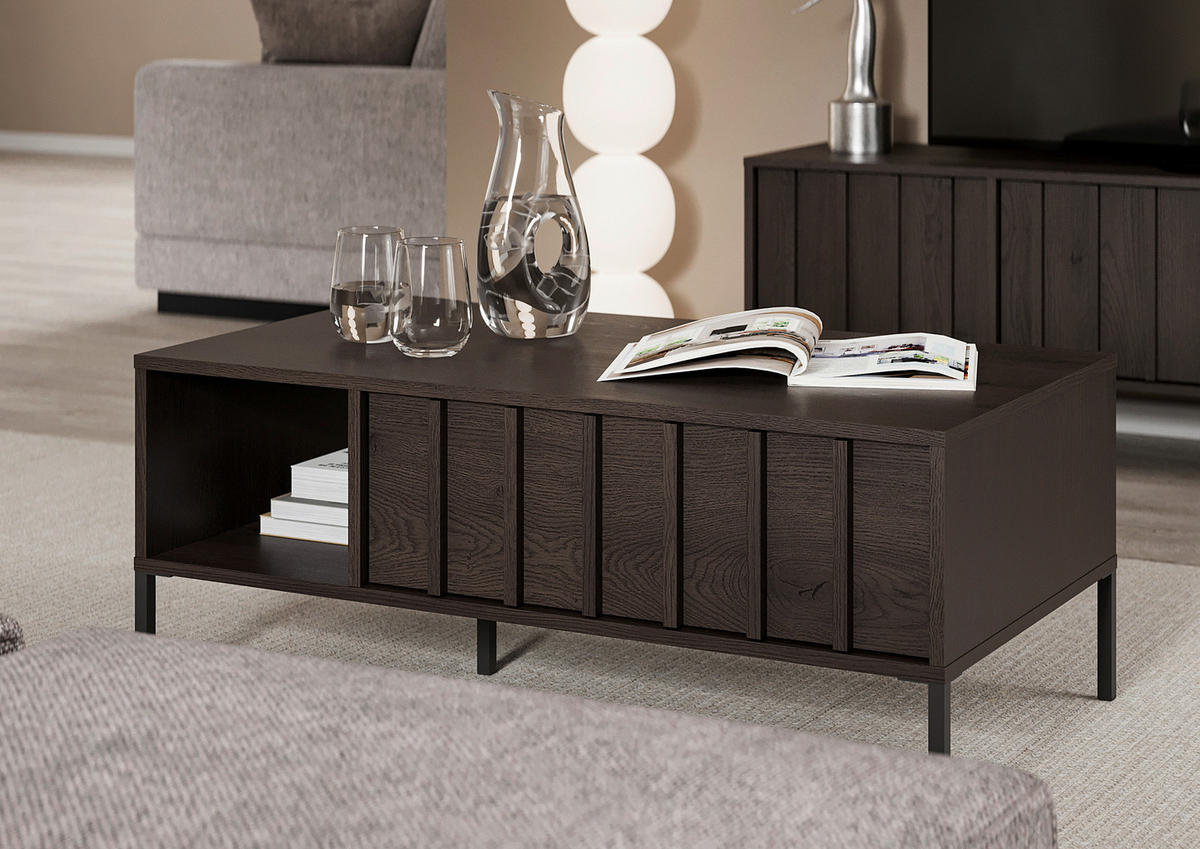 COUCHTISCH in Holz  - Wengefarben/Schwarz, Design, Holz/Metall (100/55/40cm) - MID.YOU