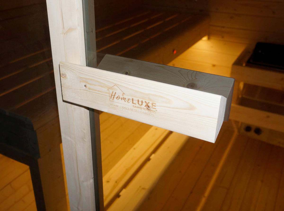 SAUNAFASS für 4 Personen Bergen  - Fichtefarben, KONVENTIONELL, Glas/Holz (194,8/220/191,5cm) - Sanotechnik