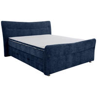 BOXSPRINGBETT 180/200 cm  in Dunkelblau  - Chromfarben/Dunkelblau, Konventionell, Textil/Metall (180/200cm) - Esposa