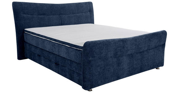 BOXSPRINGBETT 160/200 cm in Dunkelblau - Chromfarben/Dunkelblau, KONVENTIONELL, Textil/Metall (160/200cm) - Esposa