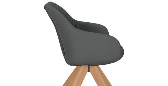 ARMLEHNSTUHL  Typenauswahl, Sitzfläche 360° drehbar, automatische Rückholfunktion  Echtleder  - Naturfarben/Grau, Design, Leder/Holz (60/83/65cm) - Landscape
