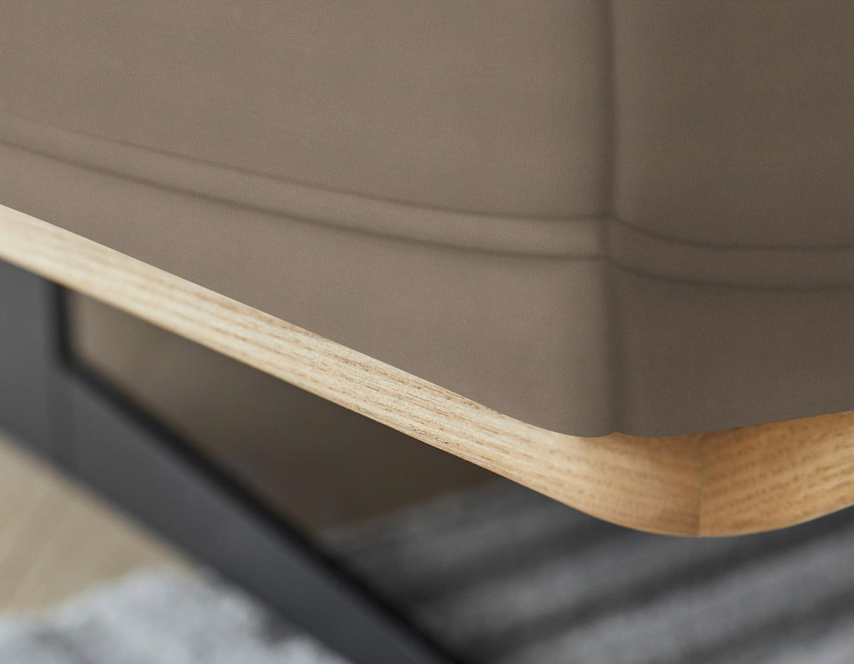 ECKSOFA in Echtleder Hellbraun  163/305 cm  - Hellbraun/Eichefarben, Design, Leder/Holz (163/305cm) - Novel