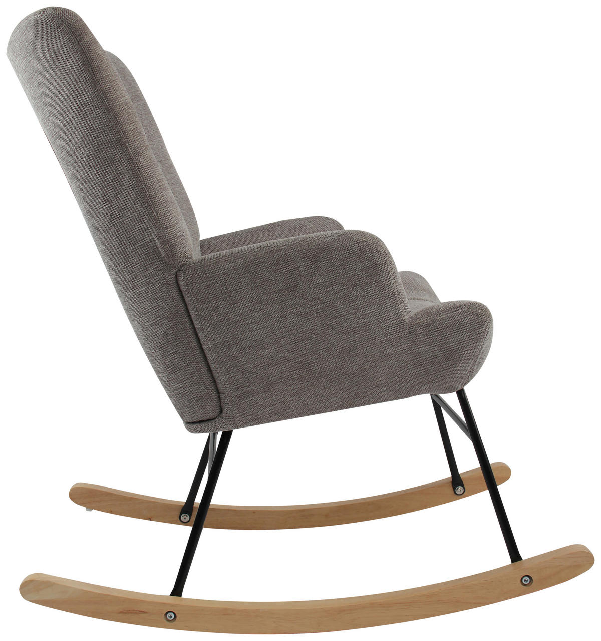 SCHAUKELSTUHL in Webstoff Grau  - Schwarz/Naturfarben, MODERN, Holz/Textil (63/91/52cm) - Livetastic