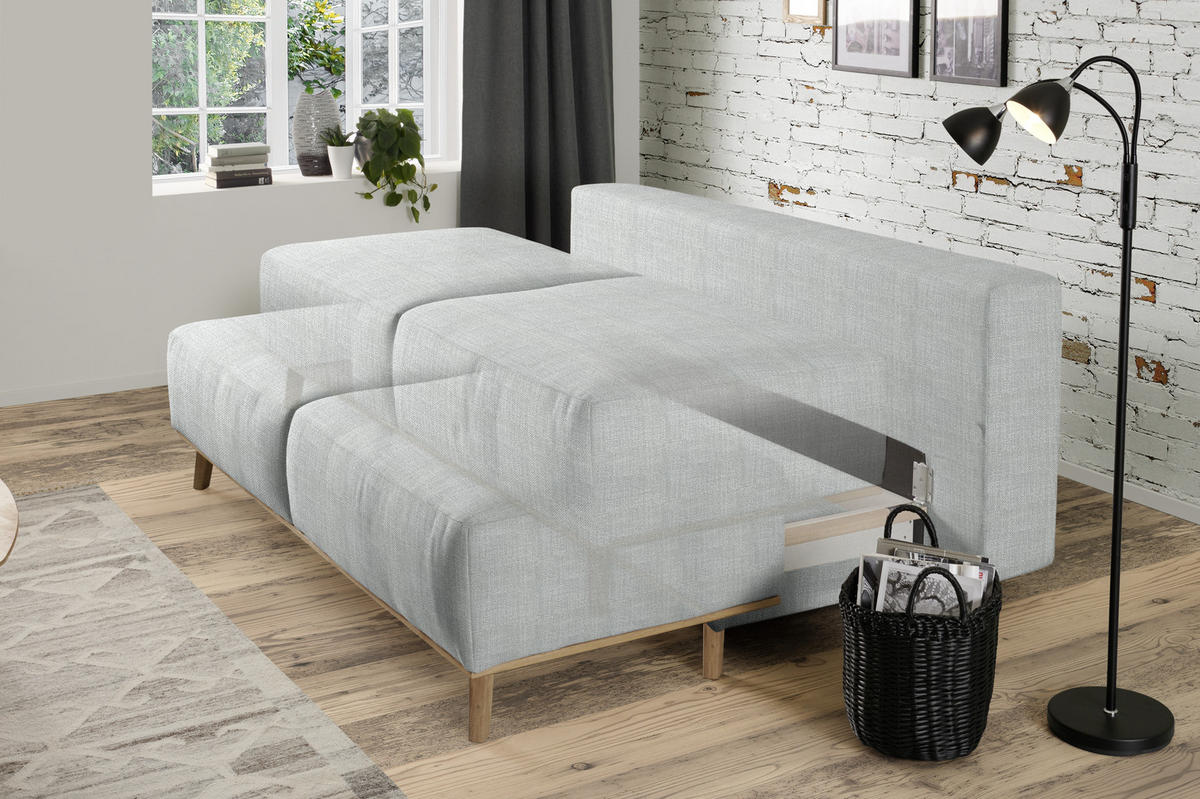 BOXSPRINGSOFA  mit Stoffauswahl, Rücken echt Grau  - Grau, Design, Holz/Textil (203/97/107cm) - Dieter Knoll
