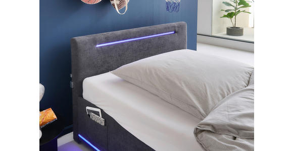 POLSTERBETT 140/200 cm,  in Graphitfarben, Beleuchtung,  - Graphitfarben, Design, Kunststoff/Textil (140/200cm) - Xora