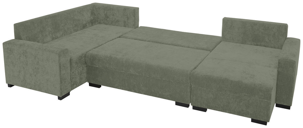 WOHNLANDSCHAFT Mintgrün Chenille  - Schwarz/Mintgrün, KONVENTIONELL, Kunststoff/Textil (183/311/140cm) - Ti'me