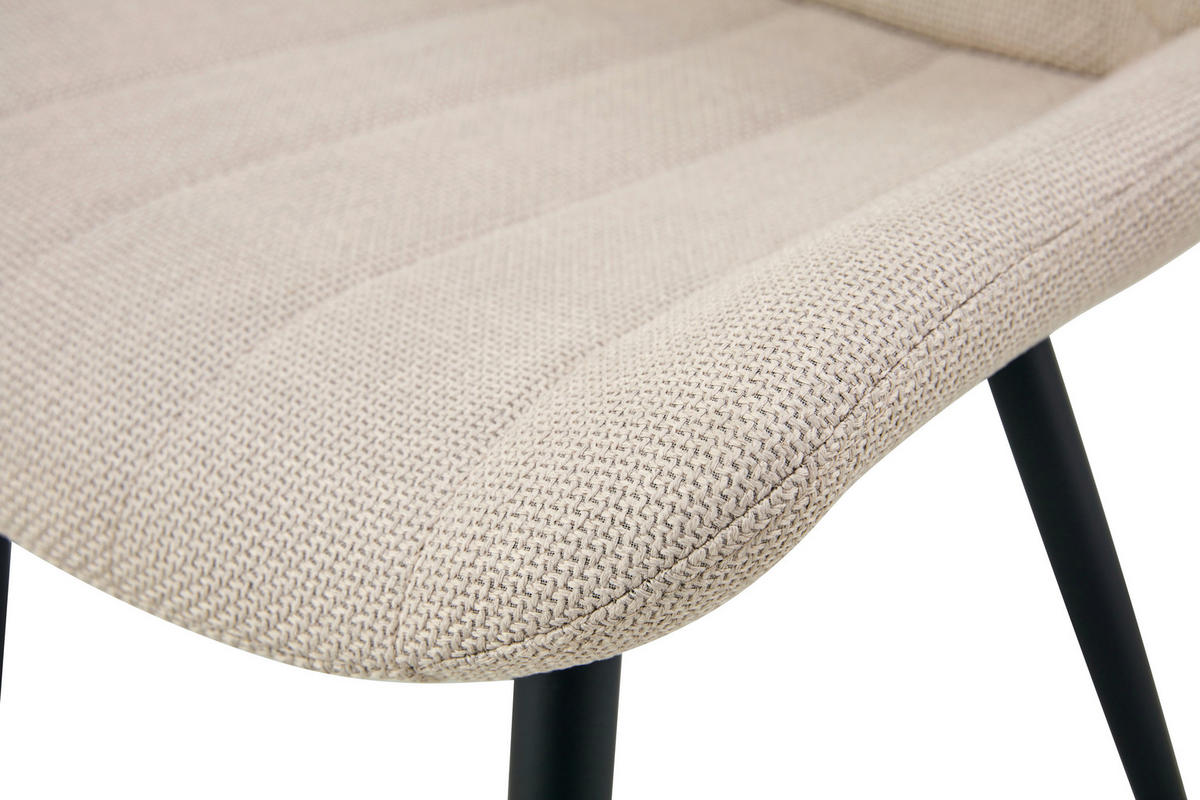 STUHL-SET 2 Stück  in Webstoff  - Creme/Schwarz, MODERN, Textil/Metall (53/86/59cm) - MID.YOU