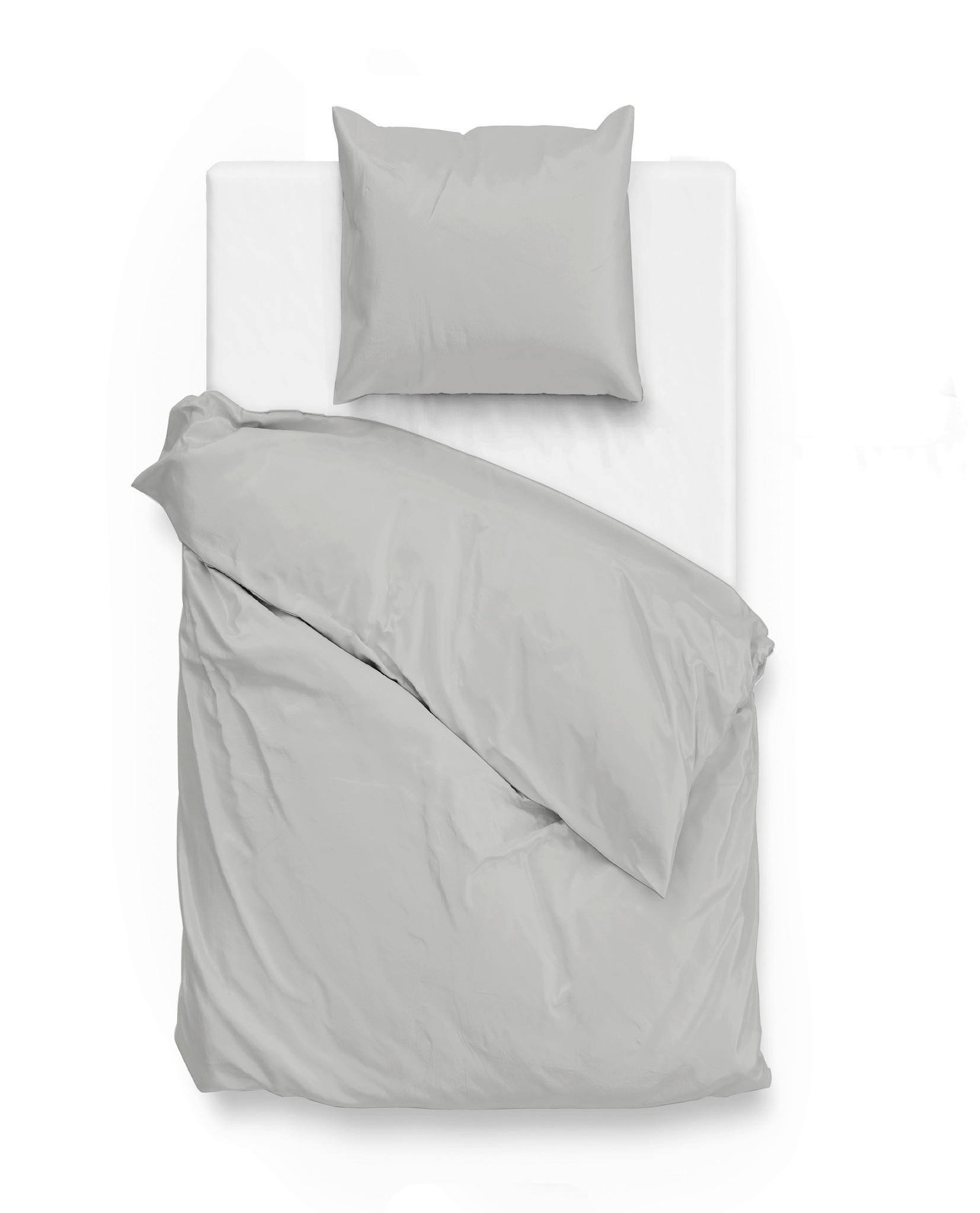 BETTWÄSCHE 2-teilig Satinado Makosatin 135/200 cm  - Grauweiß, Basics, Textil (135/200cm)