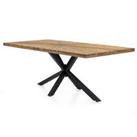 ESSTISCH 180/100/79 cm Echtholz  Holz, Metall rechteckig Naturfarben, Schwarz  - Schwarz/Naturfarben, MODERN, Holz/Metall (180/100/79cm) - MID.YOU