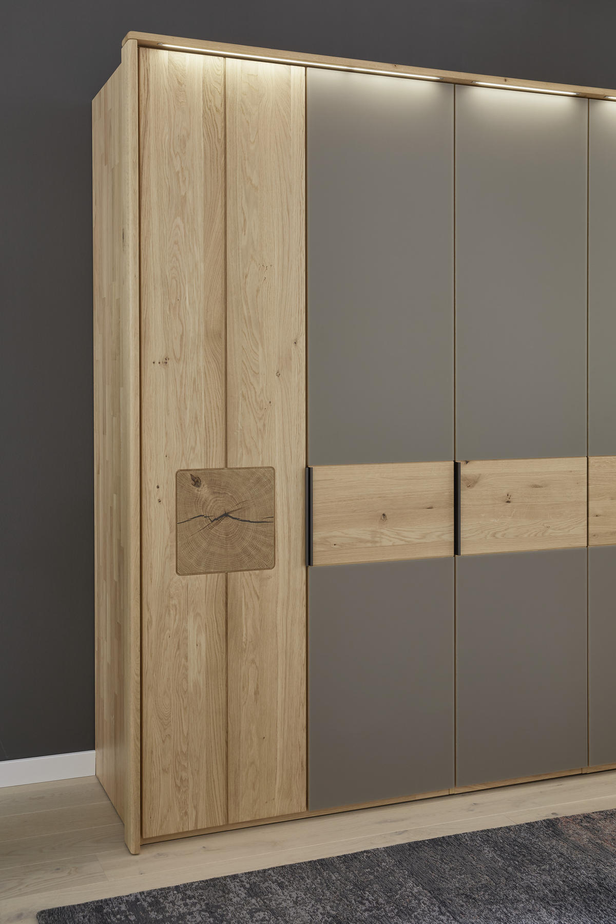 SCHLAFZIMMER Grau, Eichefarben  - Eichefarben/Grau, Design, Glas/Holz (180/200cm) - Valnatura