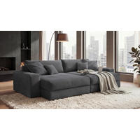 BIGSOFA KAMIL Cord Anthrazit  - Anthrazit/Schwarz, MODERN, Kunststoff/Textil (300/70/180cm) - P & B