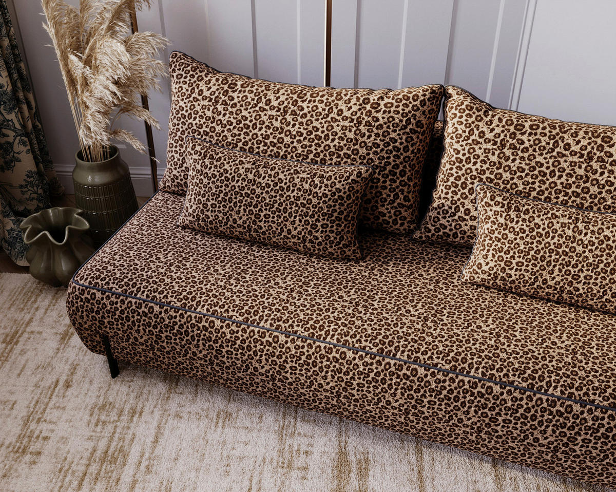 SCHLAFSOFA Jacquard Orange Stoffauswahl, Rücken echt  - Schwarz/Orange, Design, Textil/Metall (212/90/95cm) - Livetastic