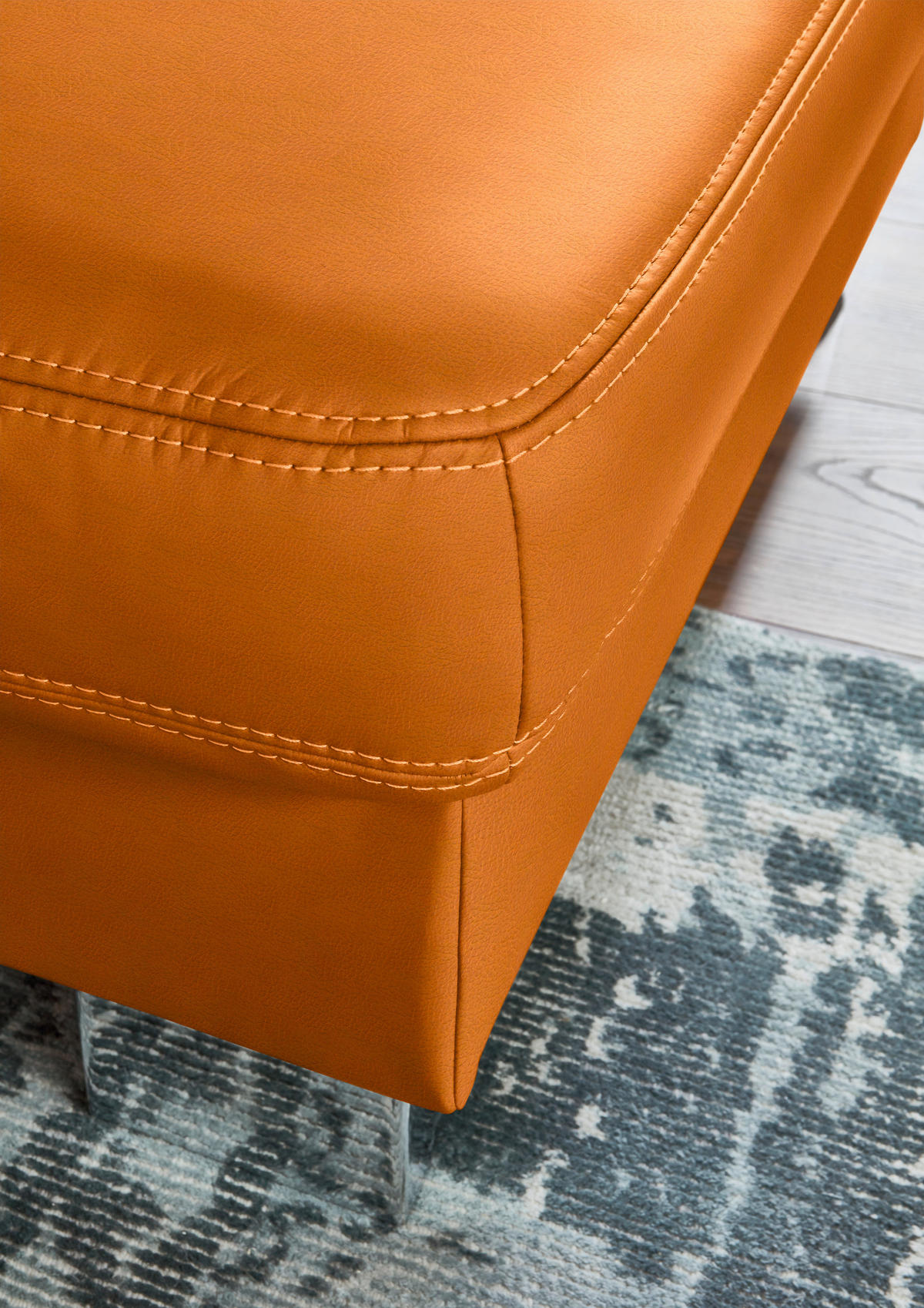 ECKSOFA  in Echtleder Orange  248/235 cm  - Beige/Alufarben, Design, Leder/Metall (248/235cm) - Beldomo Premium