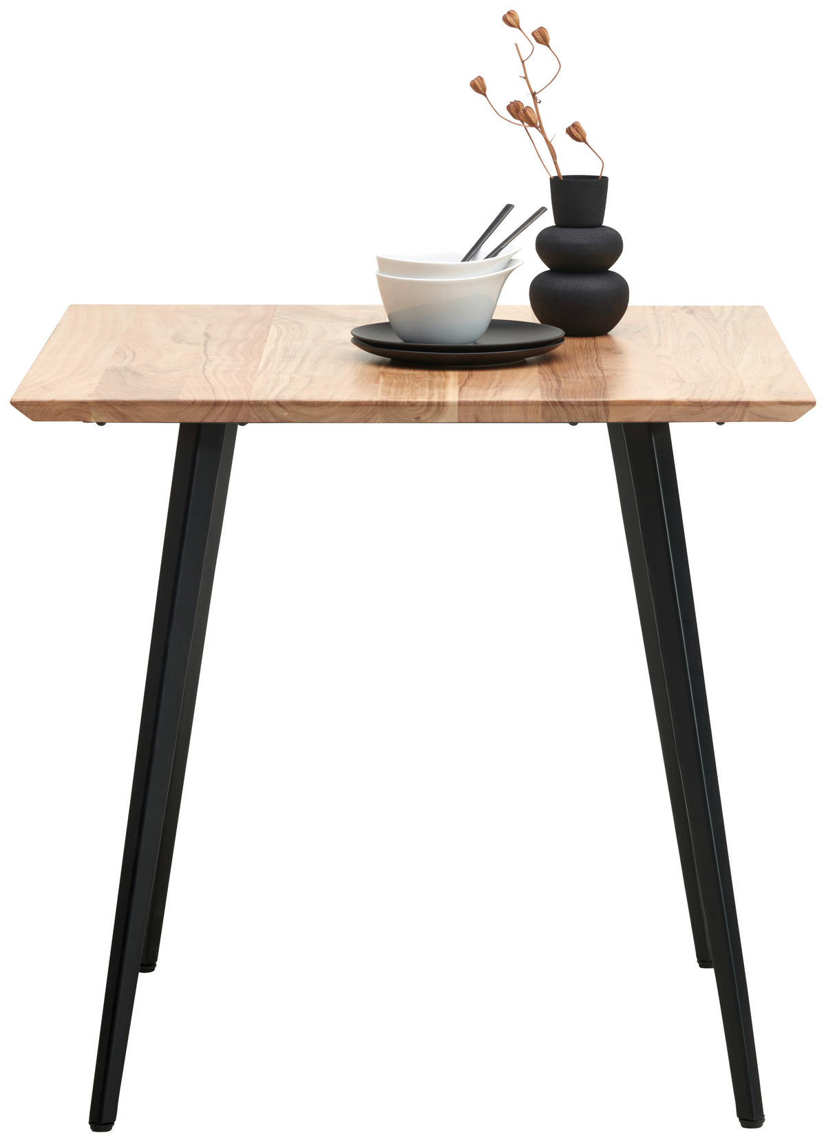MATBORD i trä, metall 80/80/76 cm   - svart/akaciefärgad, Trend, metall/trä (80/80/76cm) - Carryhome