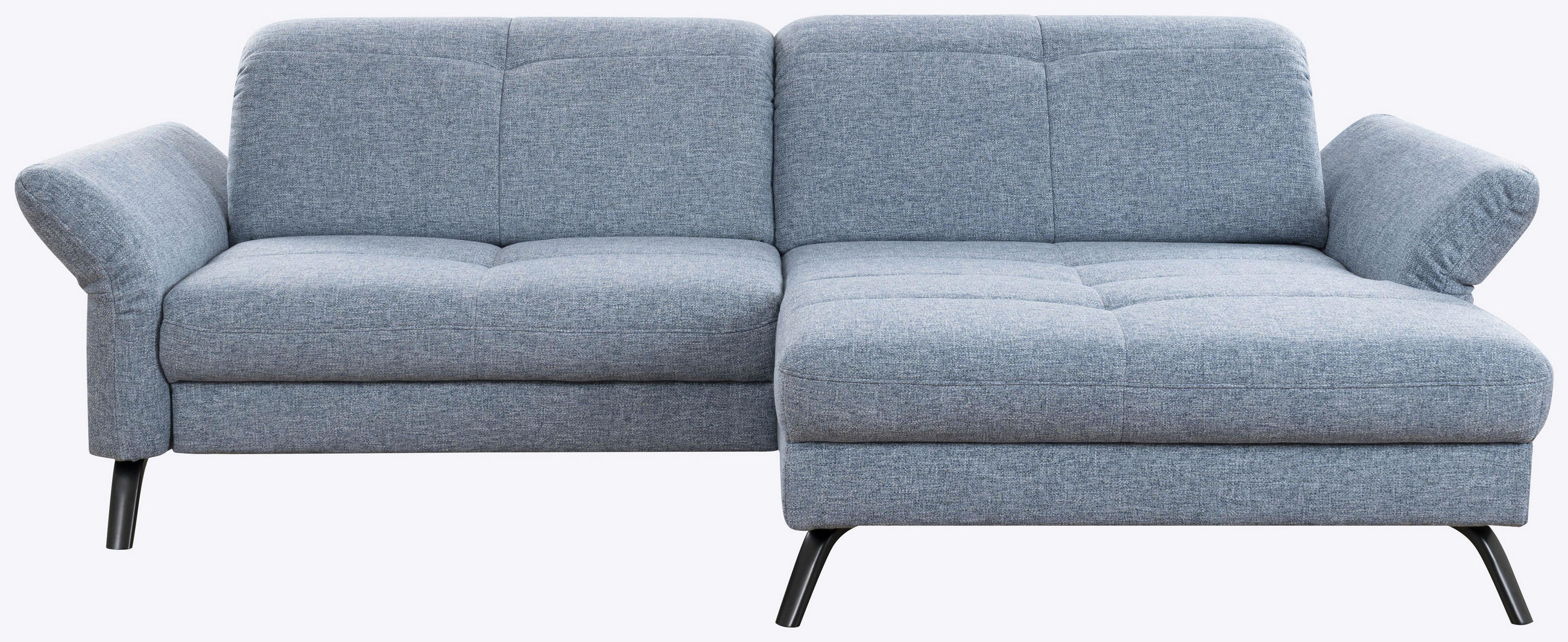 ECKSOFA Blau Flachgewebe  - Blau/Schwarz, KONVENTIONELL, Textil/Metall (262/170cm) - SetOne by Musterring