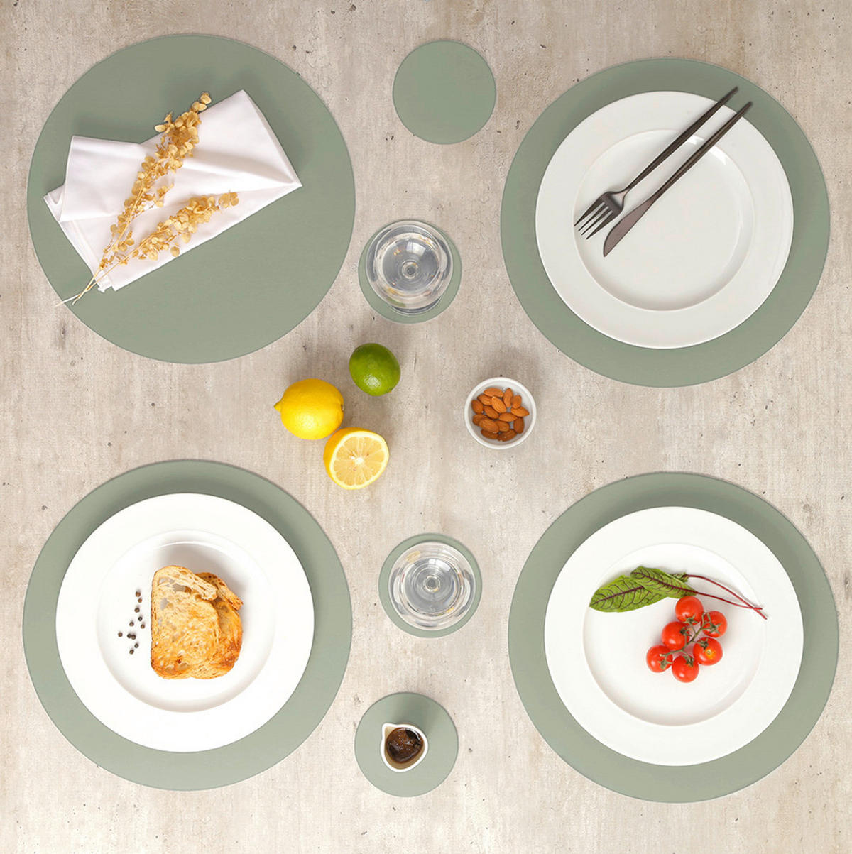 TISCHSET Leder Salbeigrün  - Salbeigrün, Basics, Leder (36kg)