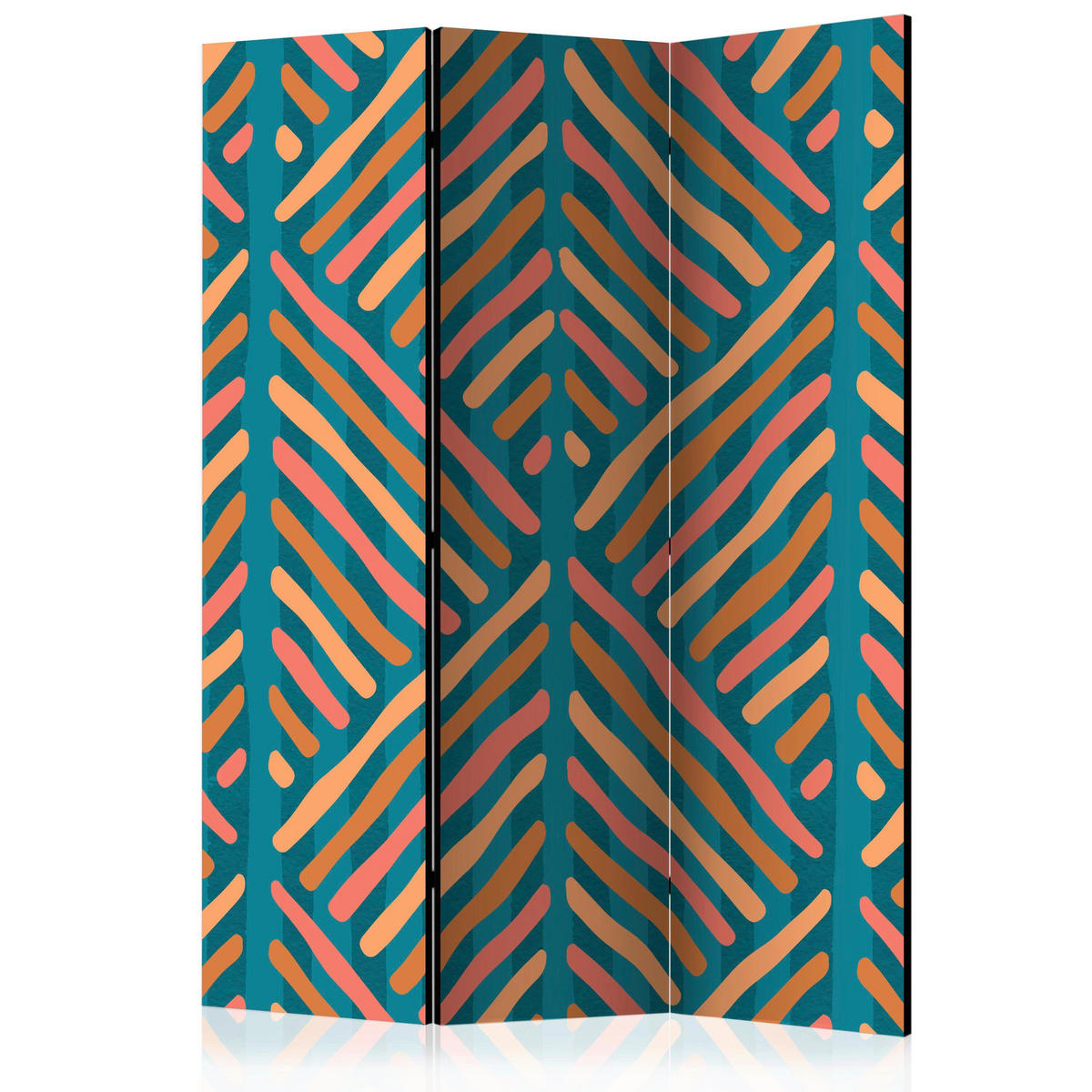 PARAVENT mit 3  Flügel - Dunkelgelb/Mintgrün, Basics, Holz/Textil (135/172/3cm) - artgeist