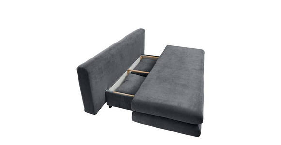 SCHLAFSOFA mit Stoffauswahl, Liegefunktion, Rücken echt Flachgewebe Dunkelgrau - Chromfarben/Dunkelgrau, Design, Kunststoff/Textil (196/74/90cm) - Carryhome
