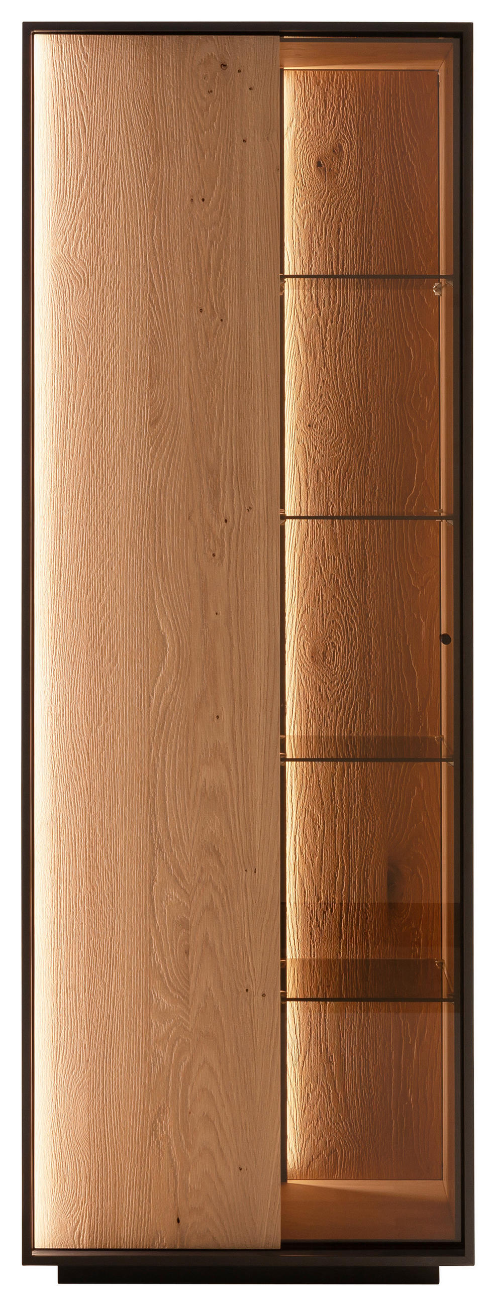 VITRINE  in massiv Kerneiche Eichefarben - Eichefarben/Anthrazit, Design, Glas/Holz (67/197/42cm) - Schöner Wohnen