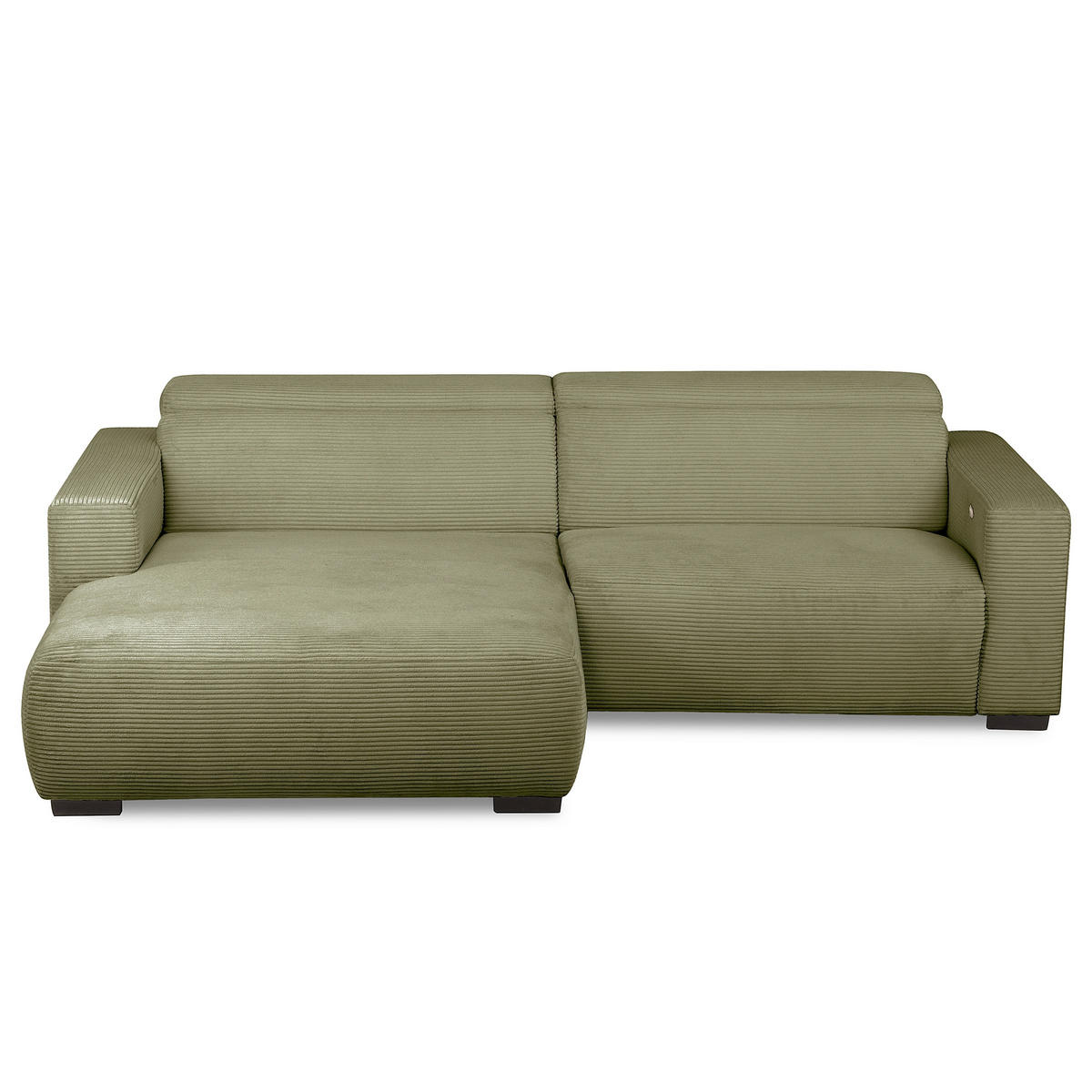 ECKSOFA RENO Grün Cord Relaxfunktion, Kopfteilverstellung  - Schwarz/Grün, Design, Kunststoff/Textil (184/248cm) - Livetastic