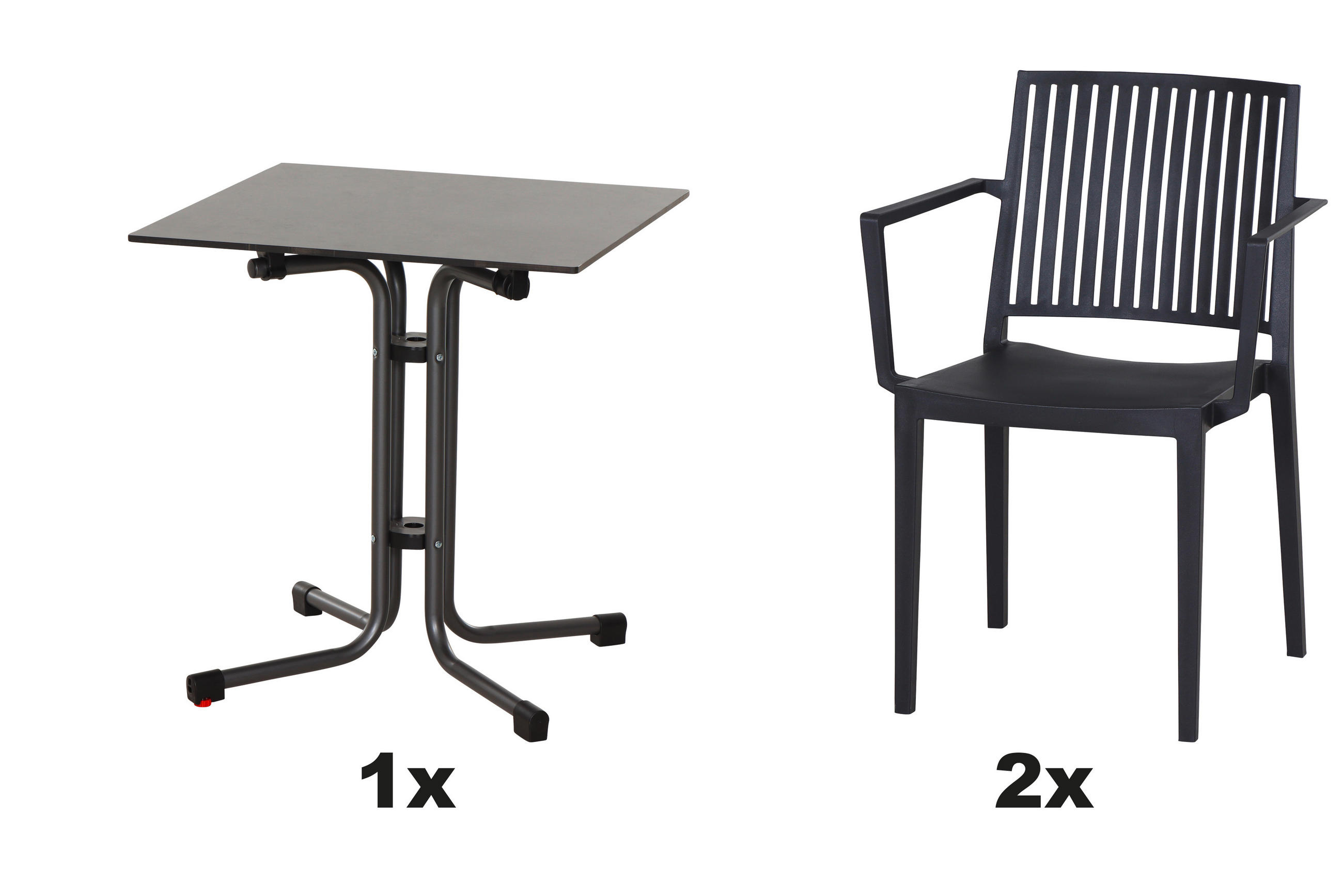 GARTENGARNITUR 3-teilig  - Anthrazit, Basics, Holzwerkstoff/Kunststoff (65/80/65cm) - Siena Garden