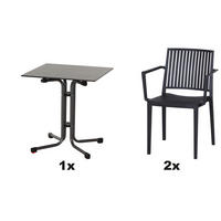 GARTENGARNITUR 3-teilig Stahl  - Anthrazit, Basics, Kunststoff/Metall (65/80/65cm) - Siena Garden