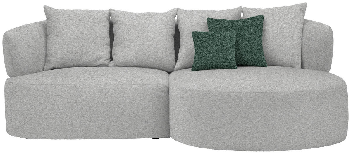 ECKSOFA in Plüsch Grau  235/166 cm  - Dunkelgrün/Schwarz, MODERN, Kunststoff/Textil (235/166cm) - Hom`in