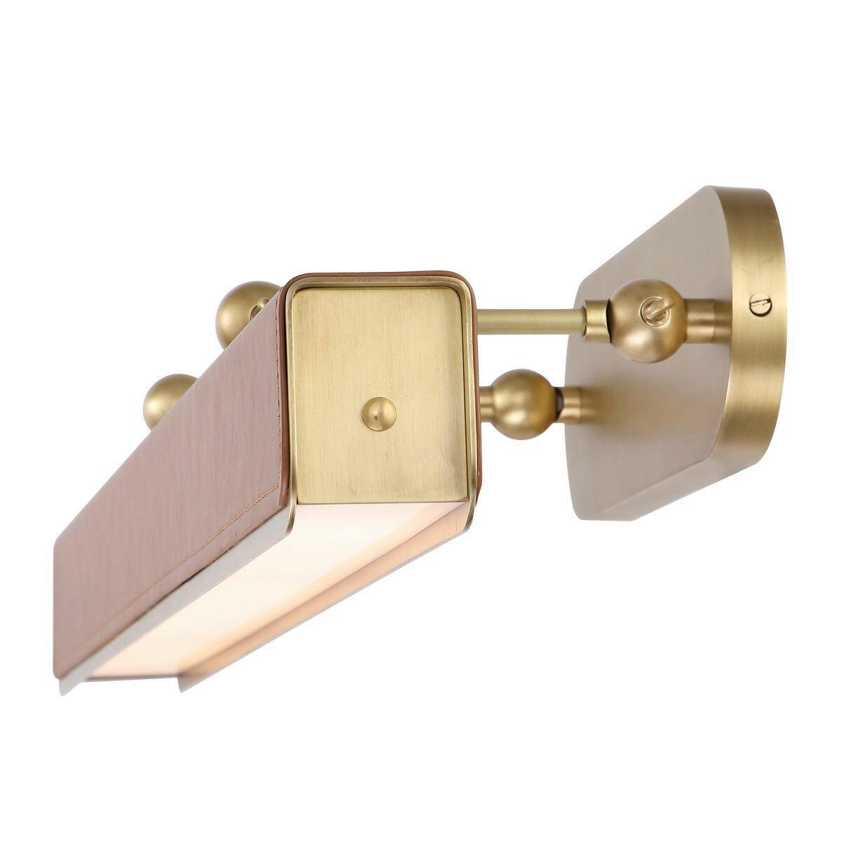 LED-WANDLEUCHTE    - Messingfarben, KONVENTIONELL, Leder/Kunststoff (19,7/80/24,8cm) - Elstead Lighting