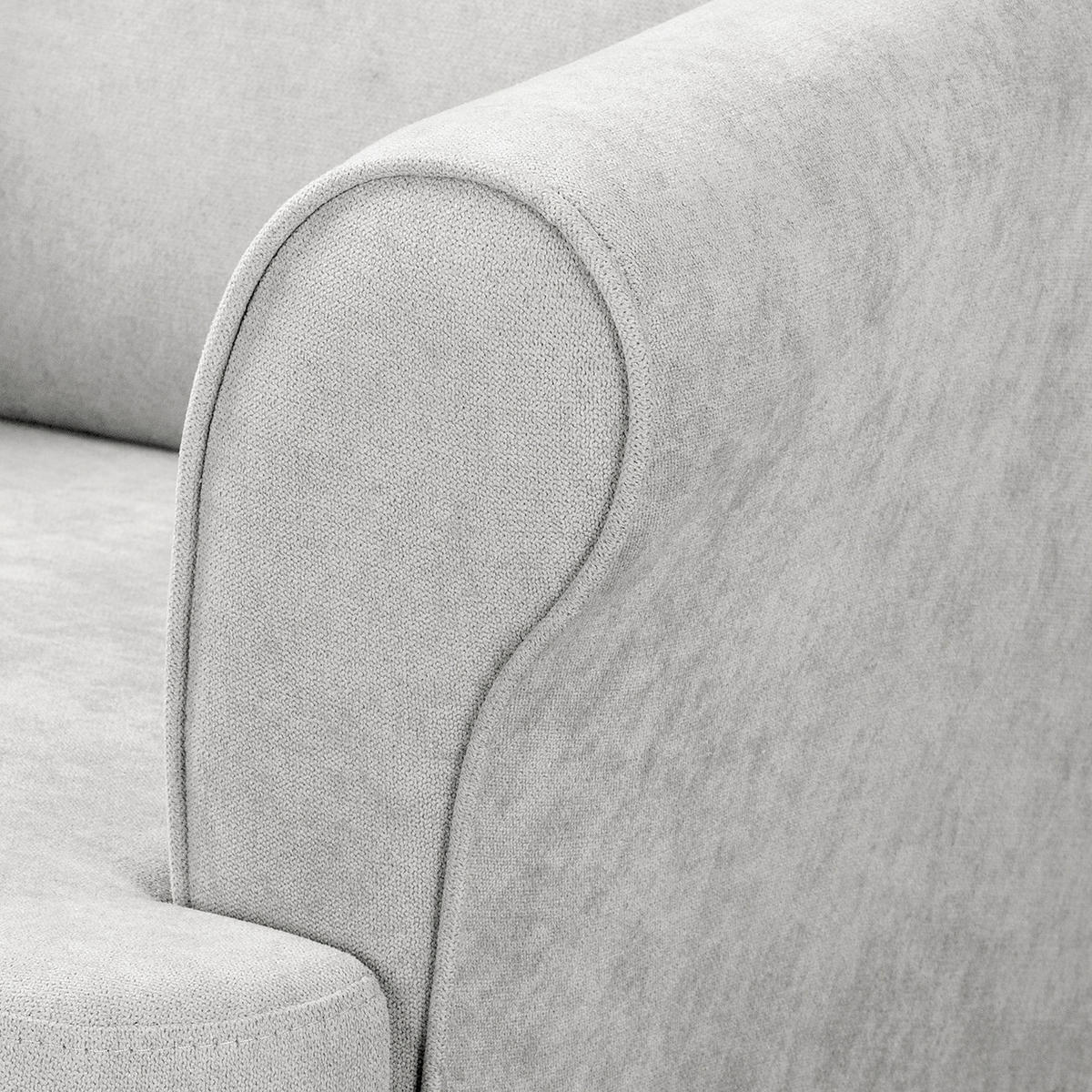 OHRENSESSEL Scandi Mikrofaser Hellgrau  - Hellgrau/Naturfarben, Design, Holz/Textil (87/105/90cm) - Livetastic