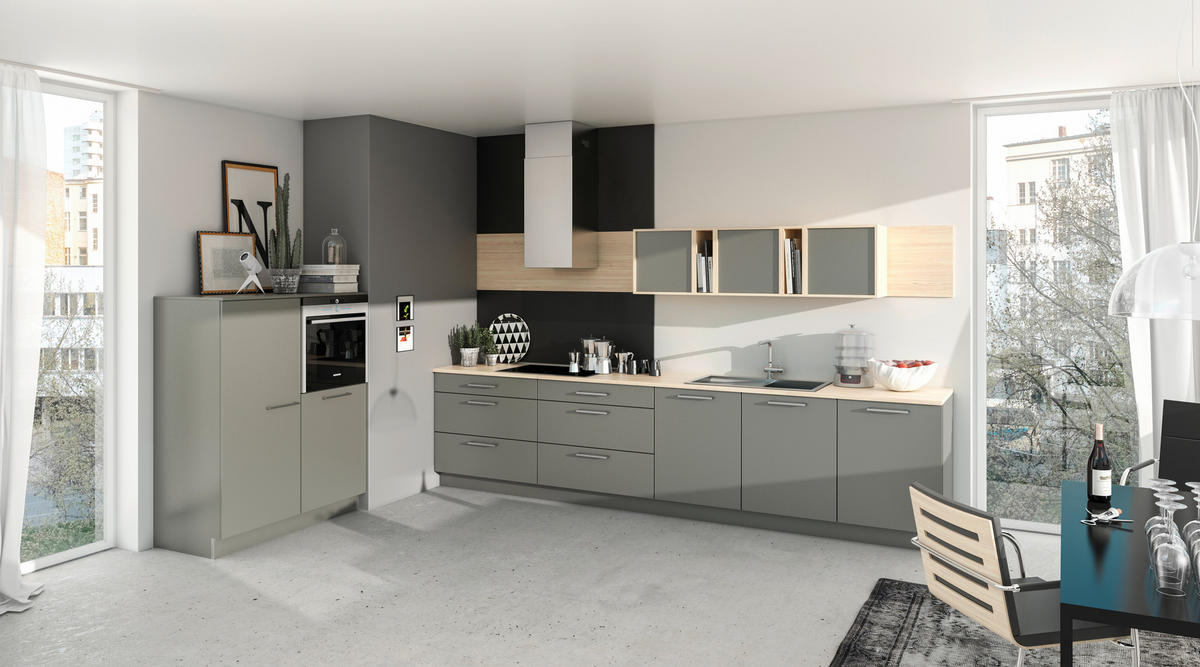 EINBAUKÜCHE   - Grau, Design, Holzwerkstoff - Dieter Knoll