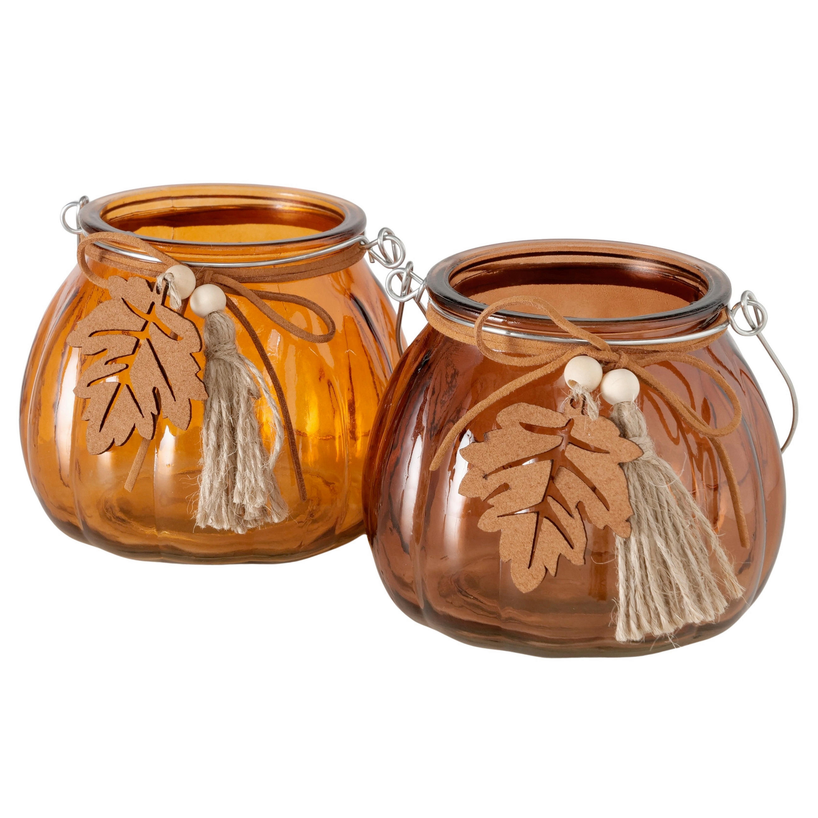 WINDLICHT - Braun/Orange, LIFESTYLE, Glas/Holz (10,5/9,5cm)