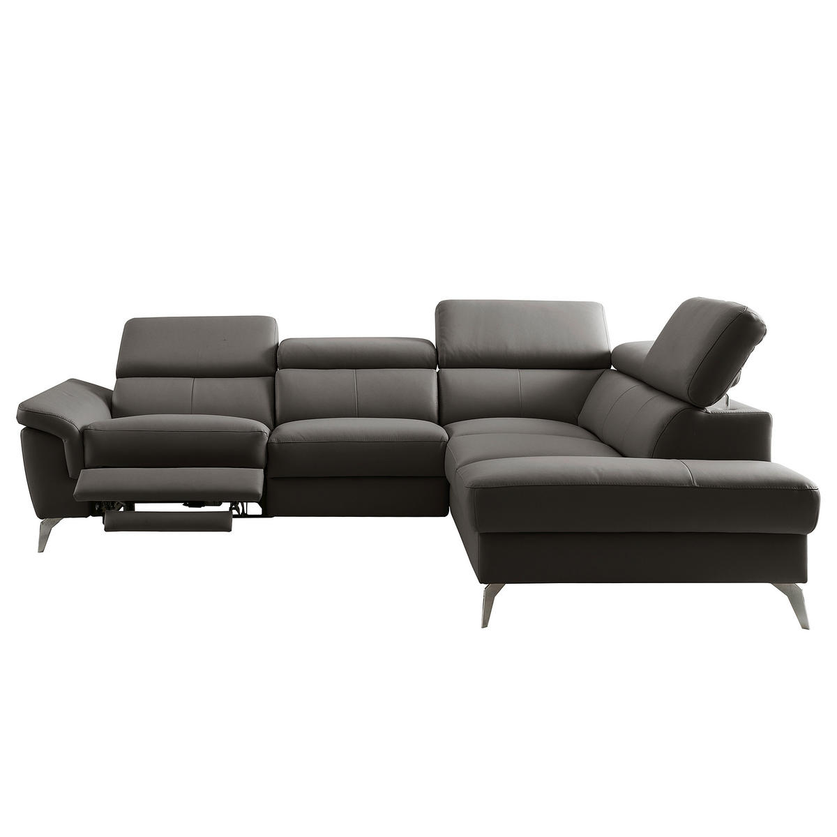 ECKSOFA  in Lederlook Echtleder Dunkelbraun  265/210 cm  - Chromfarben/Dunkelbraun, Design, Leder/Textil (265/210cm) - Livetastic