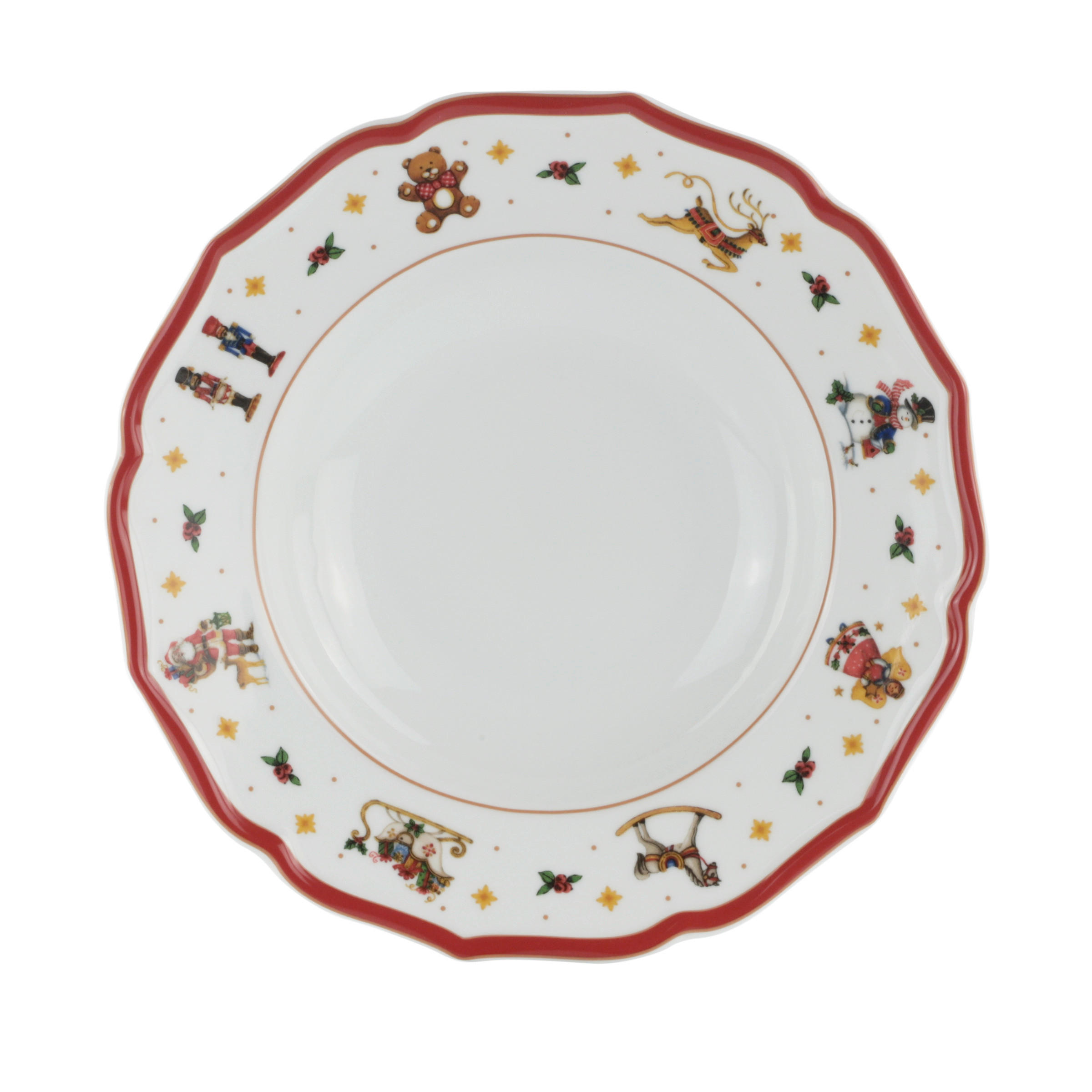 DJUP TALLRIK 23,5 cm  - vit/röd, Klassisk, keramik (23,5cm) - X-Mas