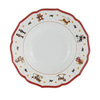 DJUP TALLRIK 23,5 cm  - vit/röd, Klassisk, keramik (23,5cm) - X-Mas