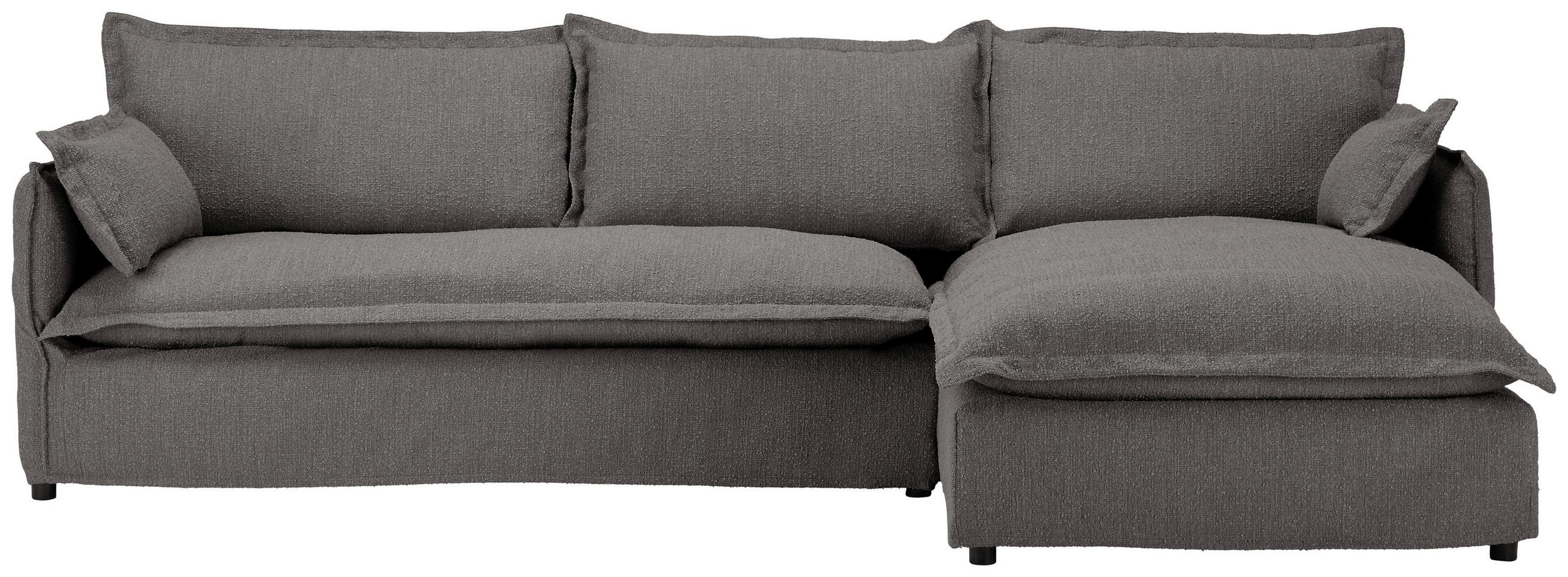 HUSSEN-ECKSOFA in Flachgewebe, Bouclé Grau - Schwarz/Grau, Trend, Textil/Metall (295/165cm) - Livetastic